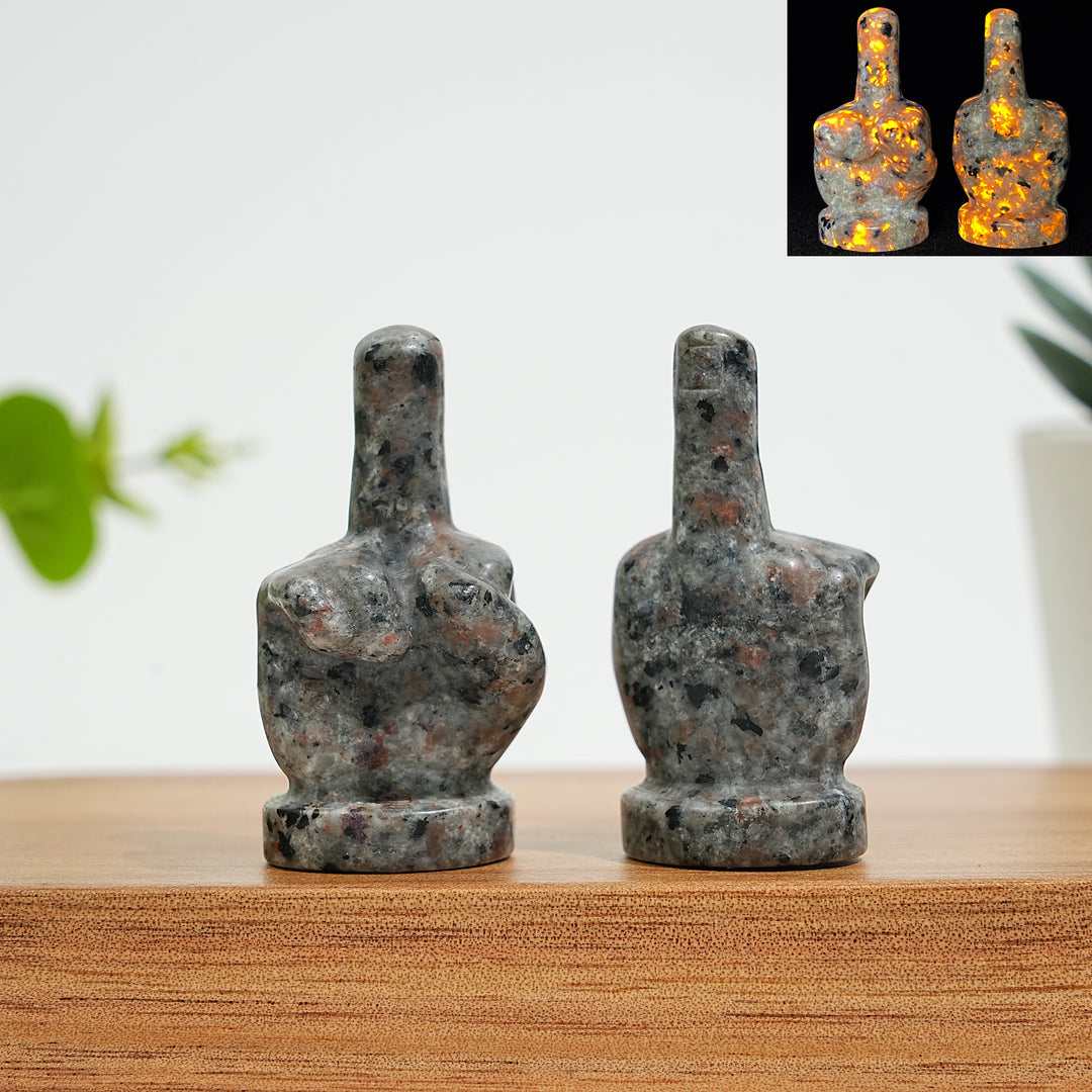 Natural Crystal Middle Finger Hand Carving