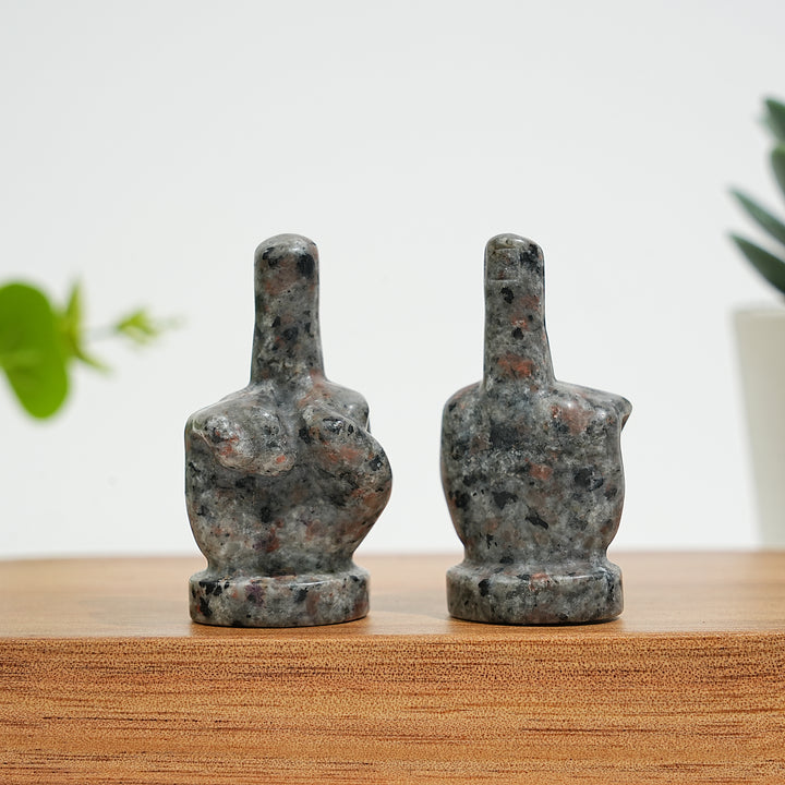 Natural Crystal Middle Finger Hand Carving