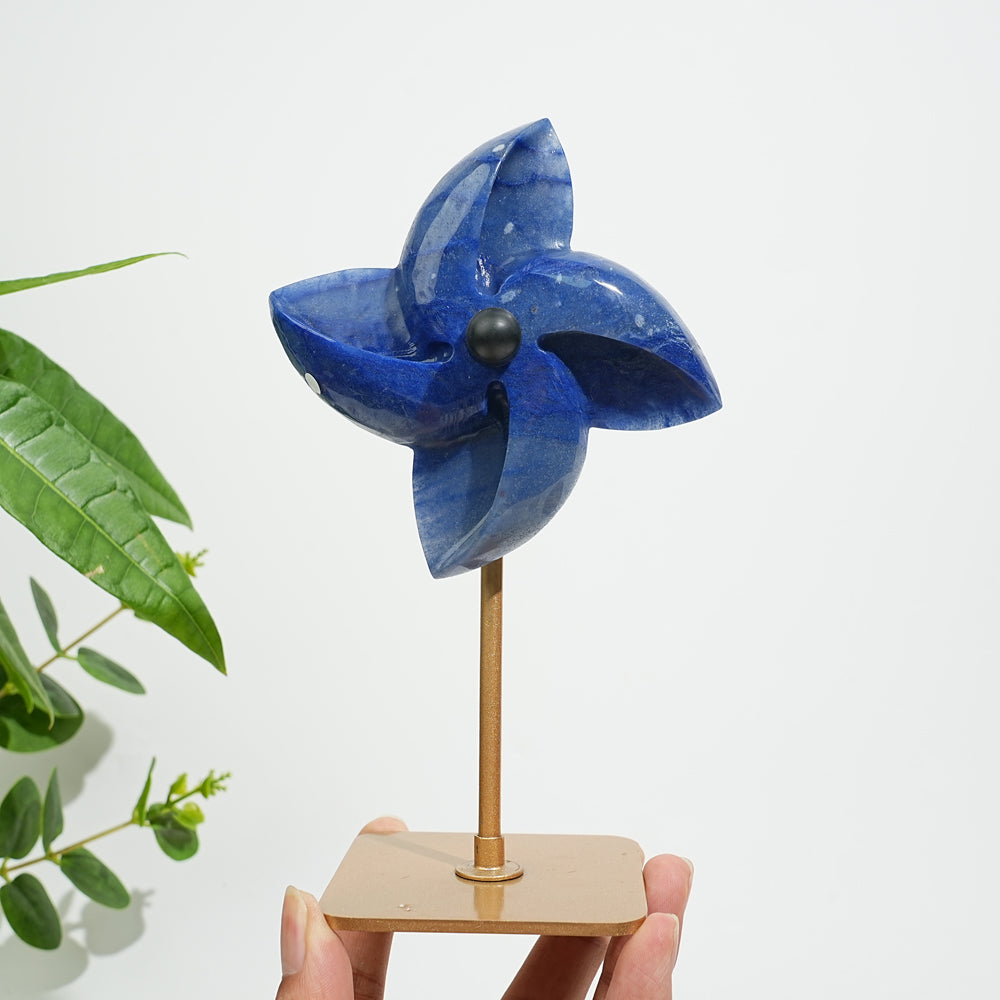 Unique,A Slightly Imperfect Natural Blue Aventurine Windmill
