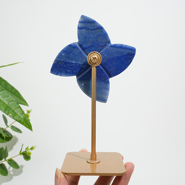 Unique,A Slightly Imperfect Natural Blue Aventurine Windmill