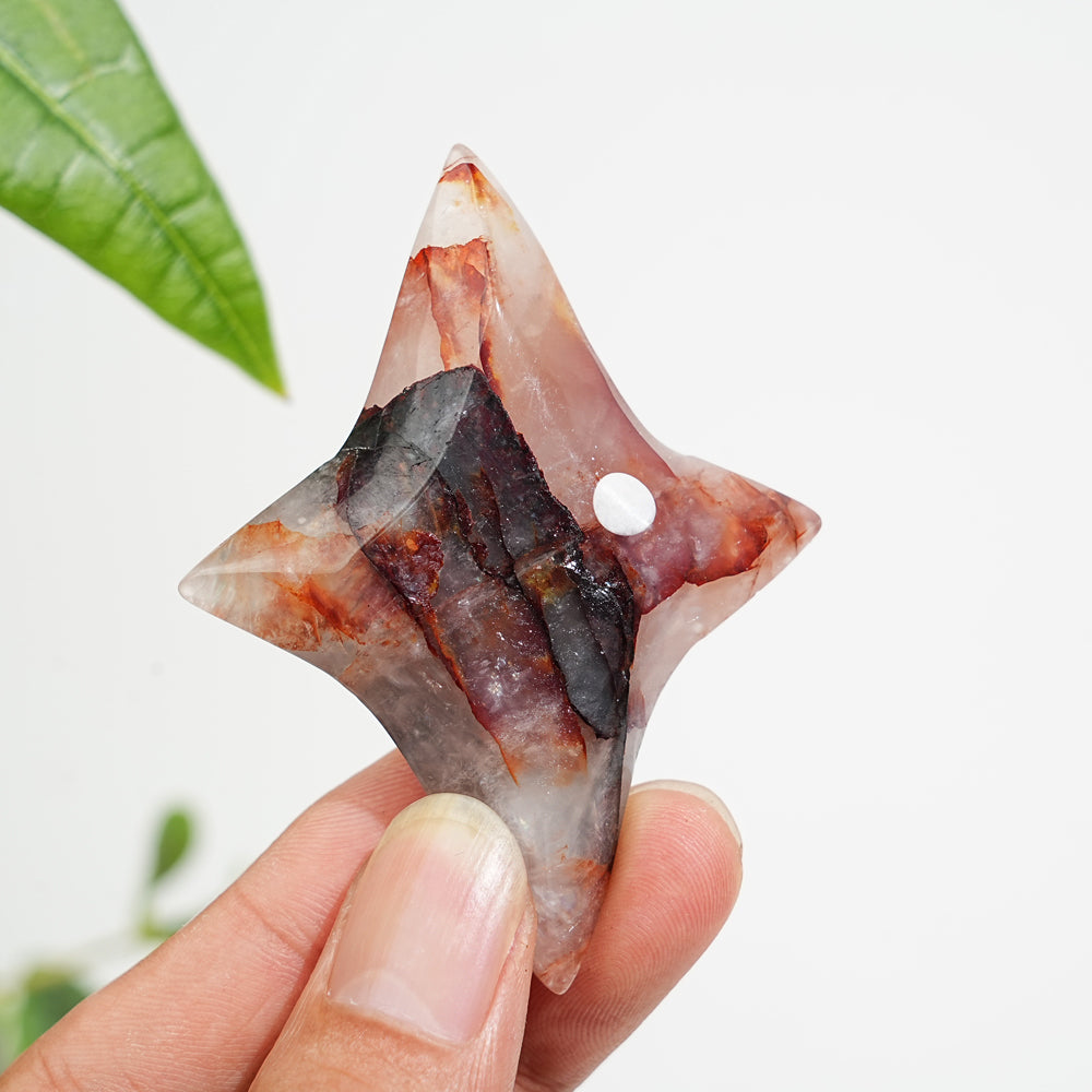 Unique,A Slightly Imperfect Natural Crystal Twin Star Carving With Stand