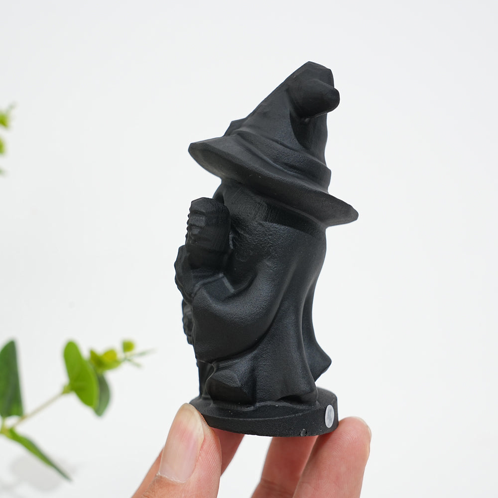 A Slightly Imperfect Natural Crystal Black Obsidian Guitar Playing Skull