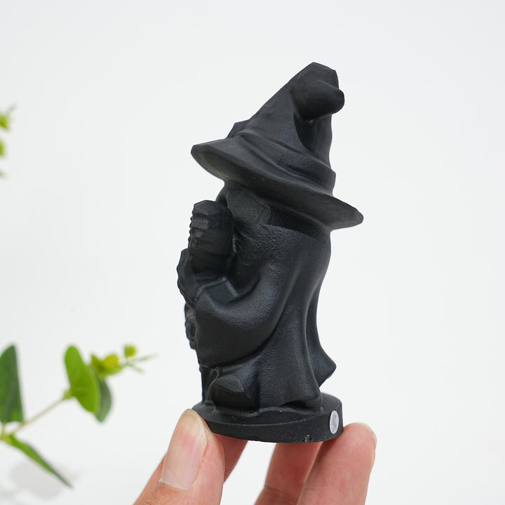 A Slightly Imperfect Natural Crystal Black Obsidian Guitar Playing Skull