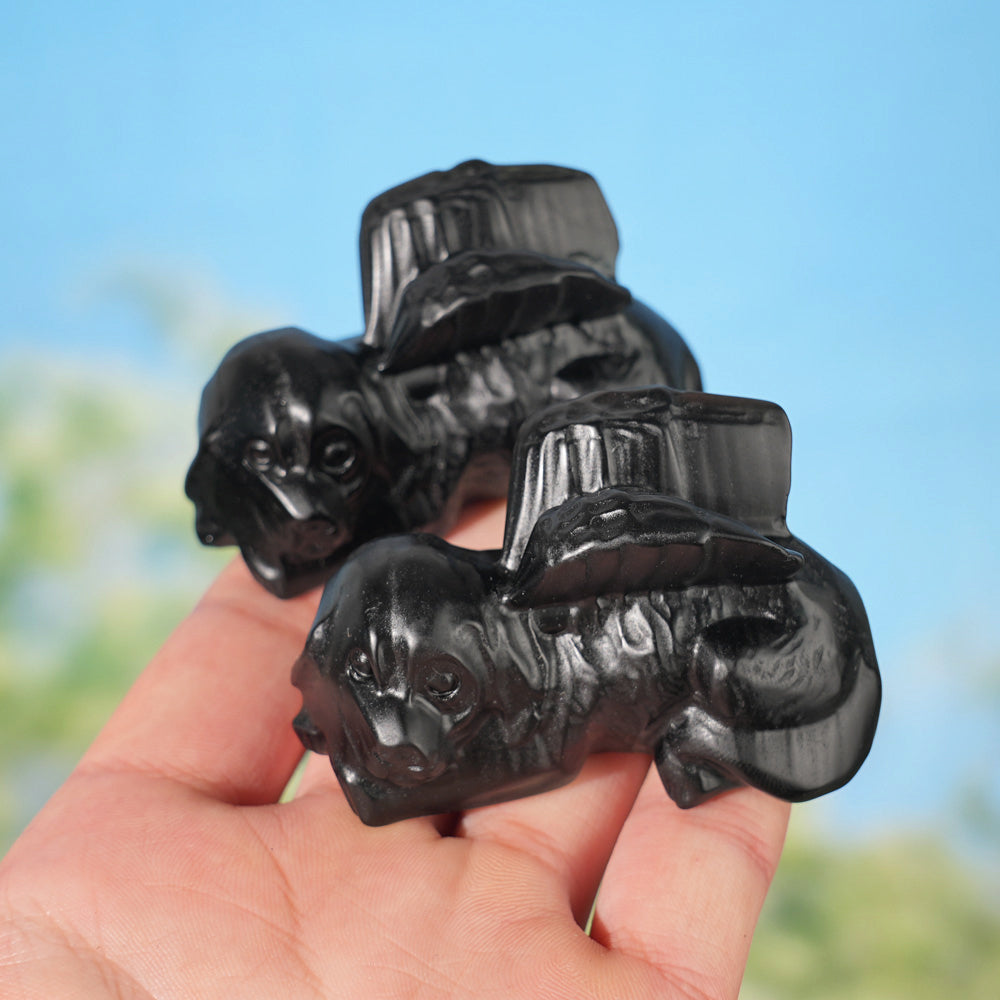 Natural Crystal Carving Sleeping Angel Cat & Dog