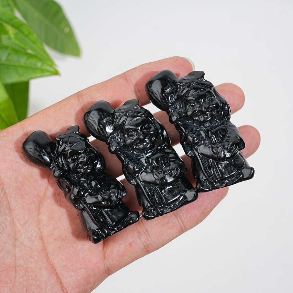 Natural Crystal Black Obsidian Broom Witch