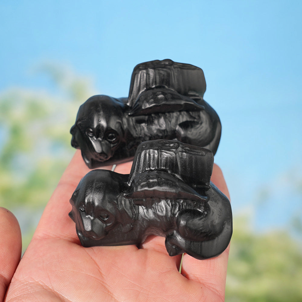 Natural Crystal Carving Sleeping Angel Cat & Dog