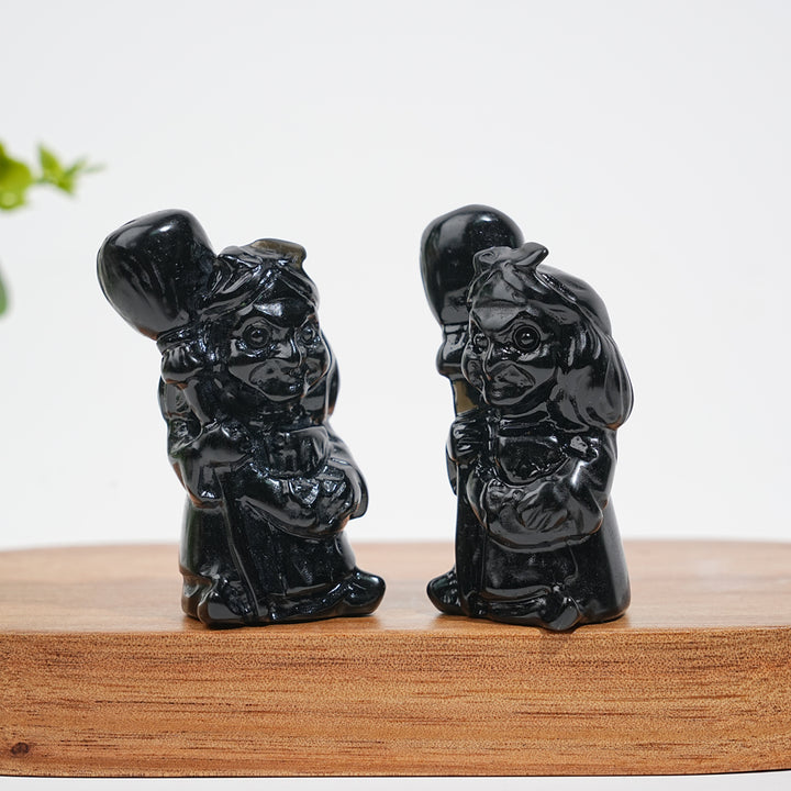 Natural Crystal Black Obsidian Broom Witch