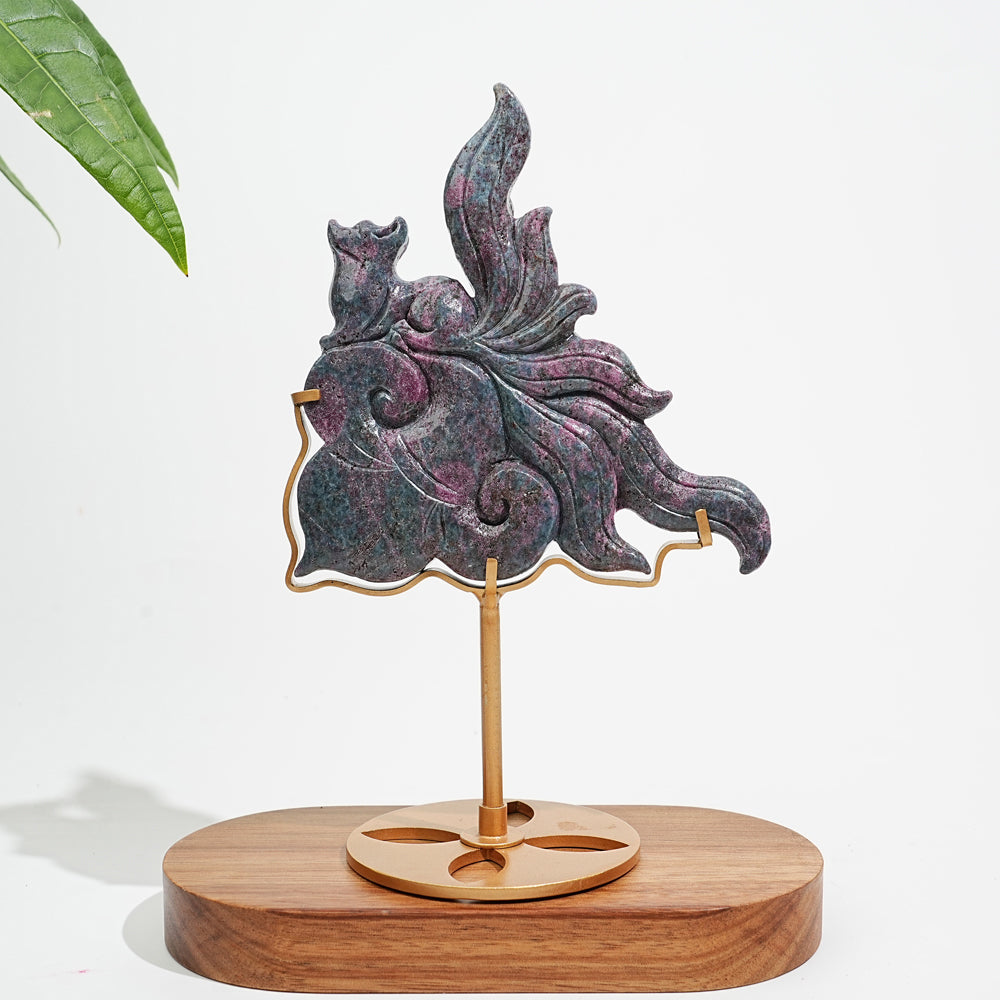 Unique,Natural Ruby In Kyanite And Fuchsite Nine-Tailed Fox