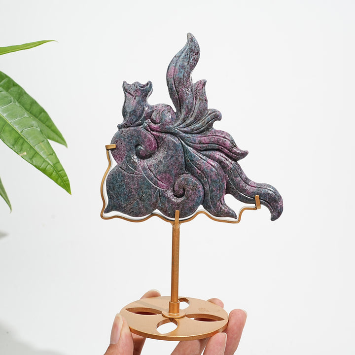 Unique,Natural Ruby In Kyanite And Fuchsite Nine-Tailed Fox