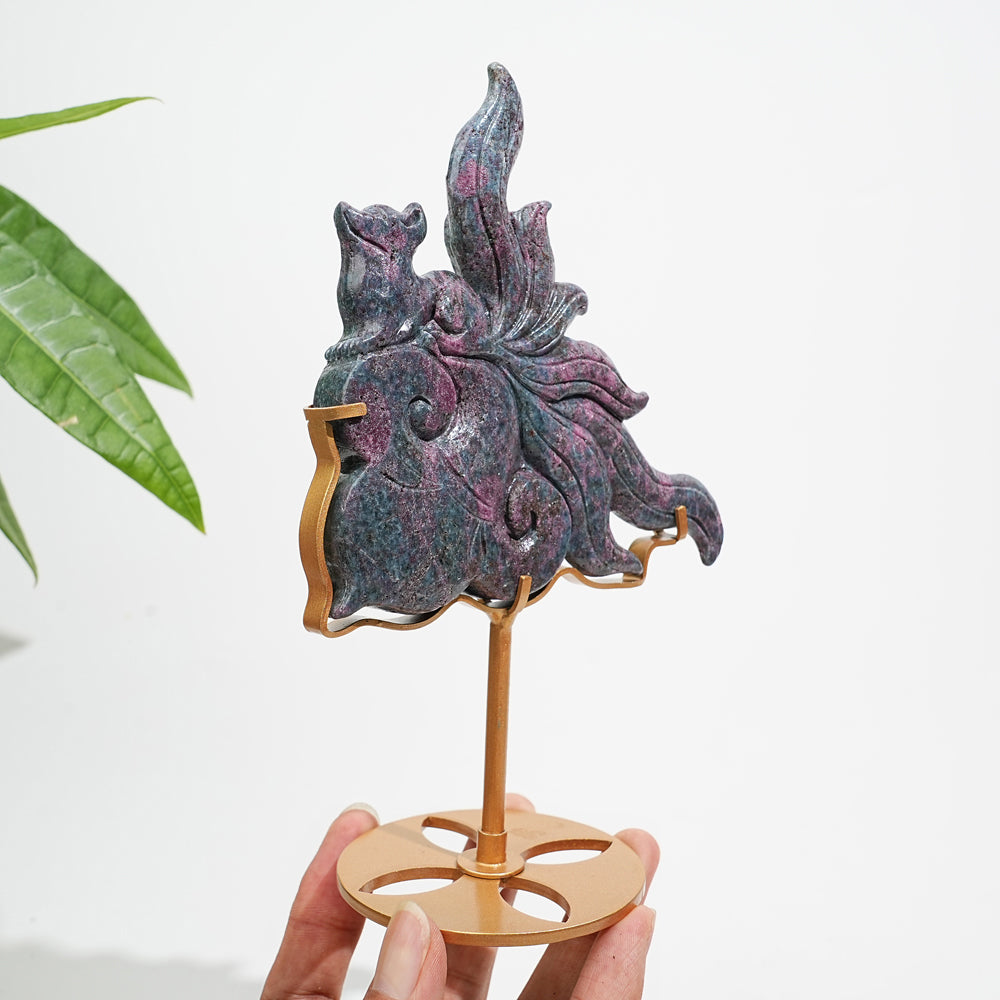 Unique,Natural Ruby In Kyanite And Fuchsite Nine-Tailed Fox