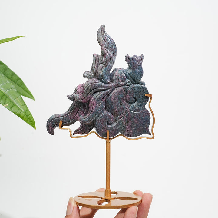 Unique,Natural Ruby In Kyanite And Fuchsite Nine-Tailed Fox
