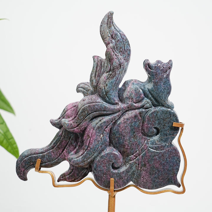 Unique,Natural Ruby In Kyanite And Fuchsite Nine-Tailed Fox