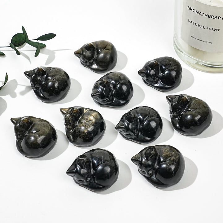 Natural Golden Obsidian Sleeping Cat