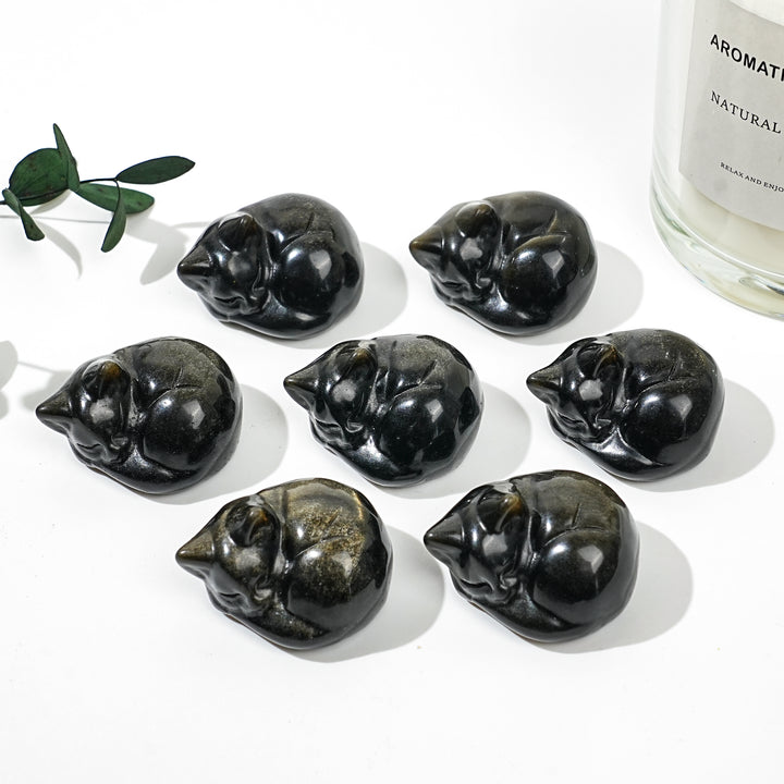 Natural Golden Obsidian Sleeping Cat