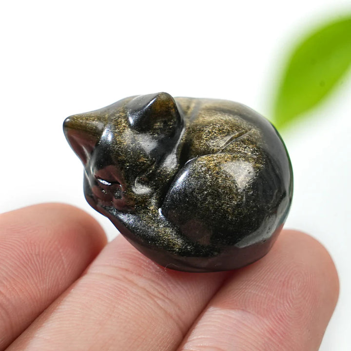 Natural Crystal Carving Sleeping Cat