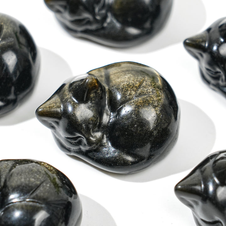 Natural Golden Obsidian Sleeping Cat