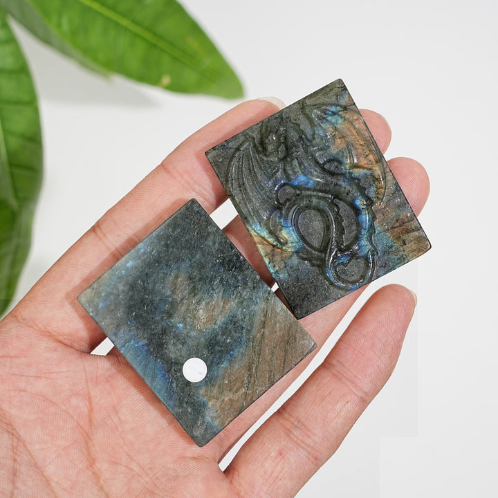 A Slightly Imperfect Natural Crystal Carving Labradorite Dragon Plaque