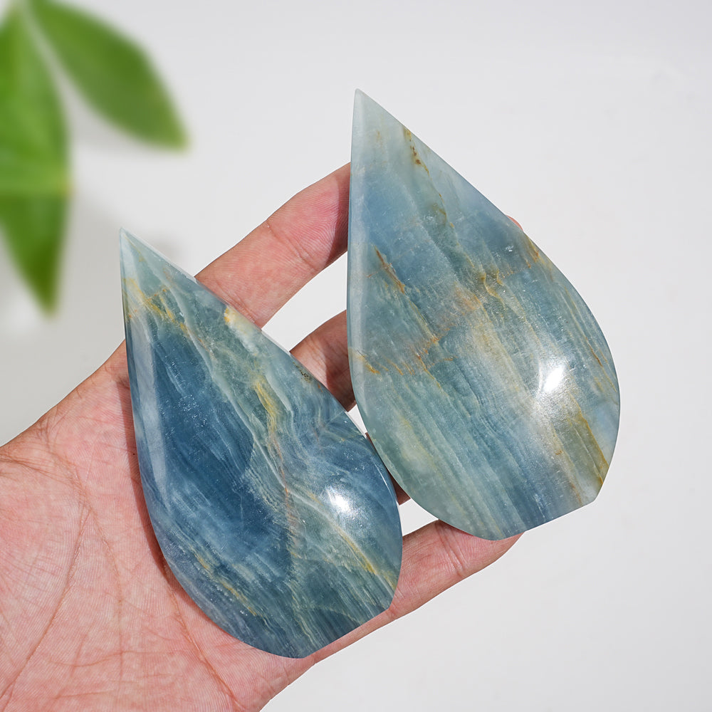 Natural Crystal Lemurian Aquatine Calcite Teardrop