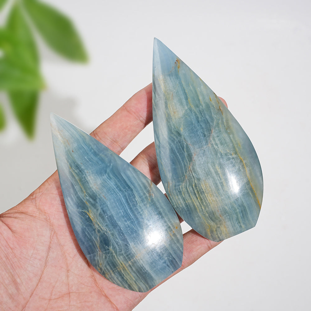 Natural Crystal Lemurian Aquatine Calcite Teardrop