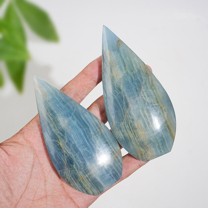 Natural Crystal Lemurian Aquatine Calcite Teardrop