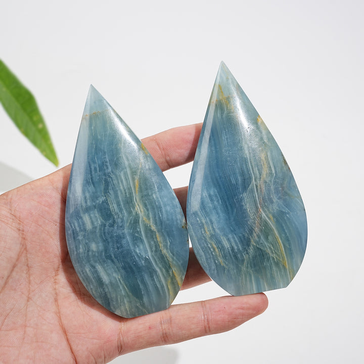 Natural Crystal Lemurian Aquatine Calcite Teardrop