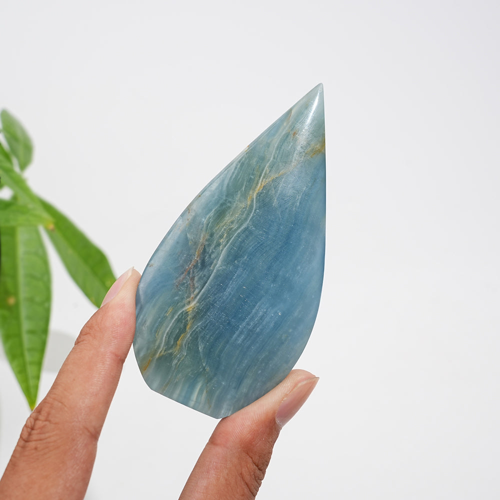 Natural Crystal Lemurian Aquatine Calcite Teardrop