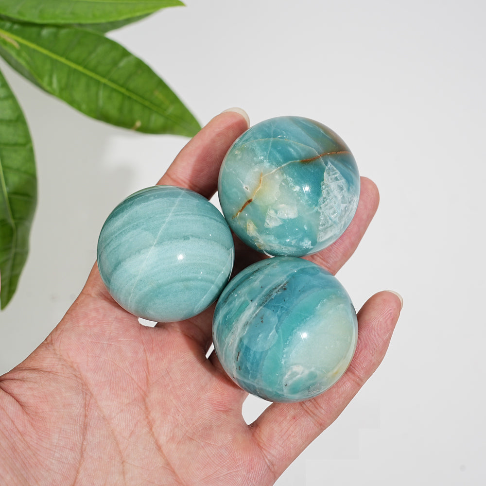 Natural Crystal Blue Quartzite Sphere