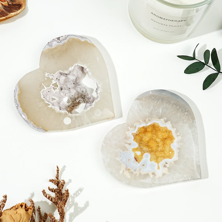 Natural Agate Geode Heart