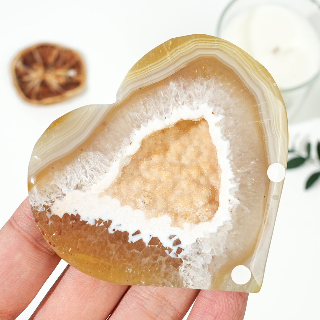 Natural Agate Geode Heart