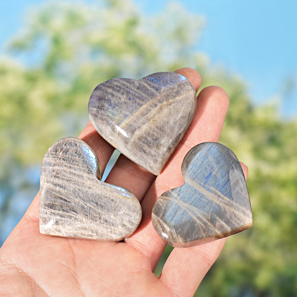 Natural Moonstone Heart Palm