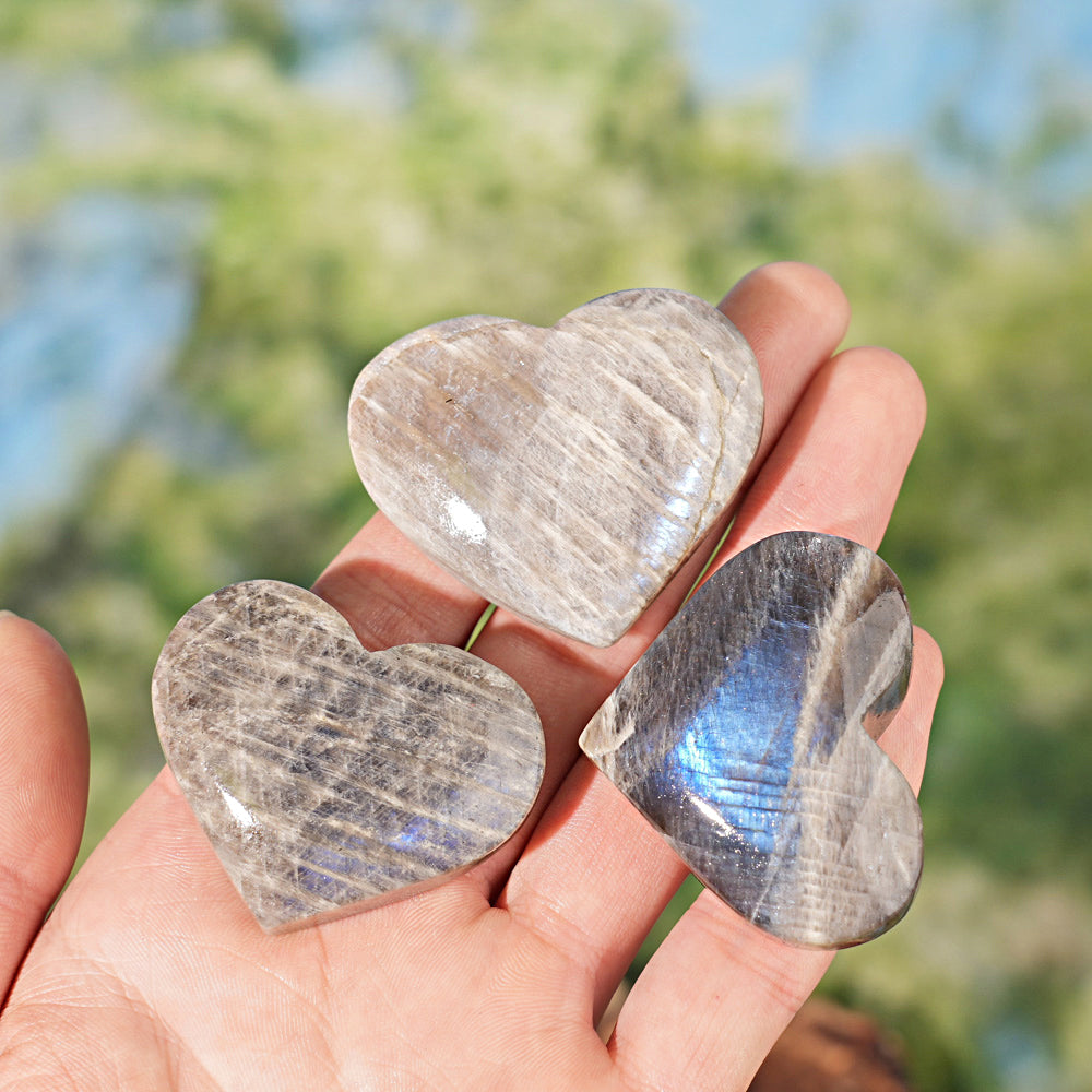 Natural Moonstone Heart Palm