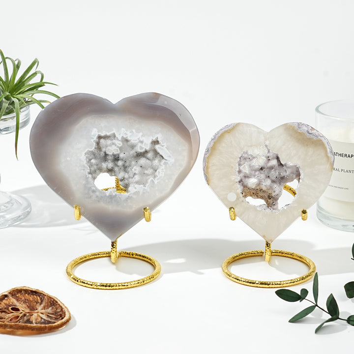 Natural Agate Geode Heart