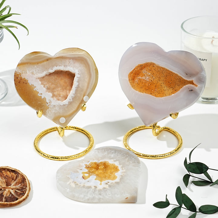 Natural Agate Geode Heart