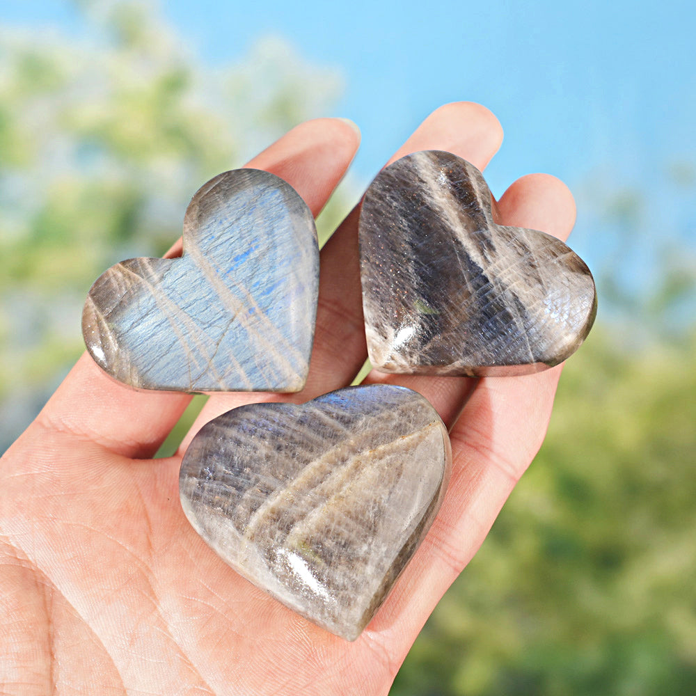 Natural Moonstone Heart Palm