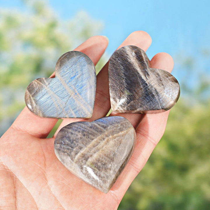Natural Moonstone Heart Palm
