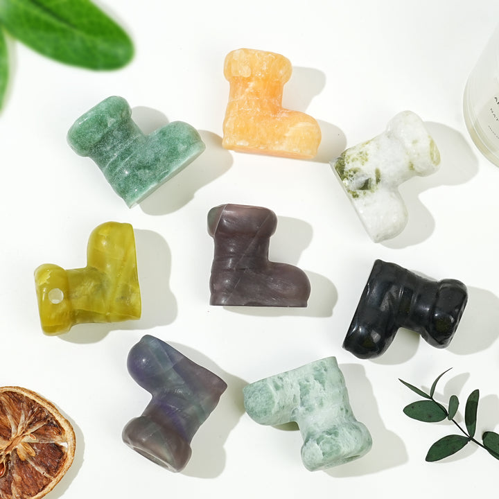 Natural Crystal Carving Christmas Boot