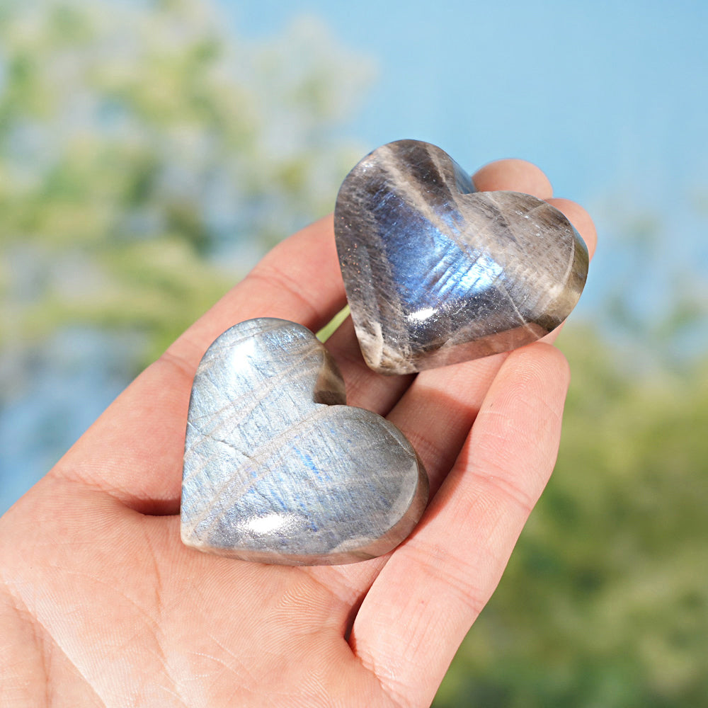 Natural Moonstone Heart Palm