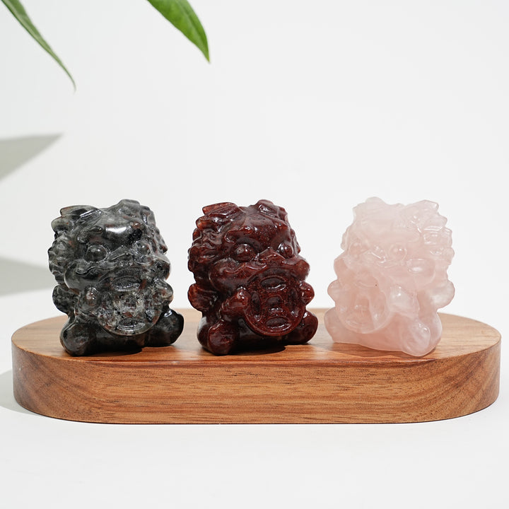 Natural Crystal Fortune Lion Dance Carving