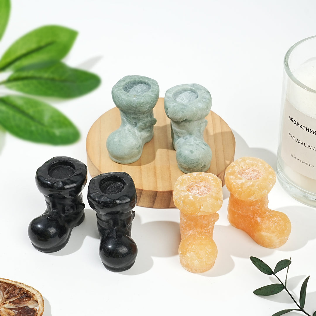 Natural Crystal Carving Christmas Boot