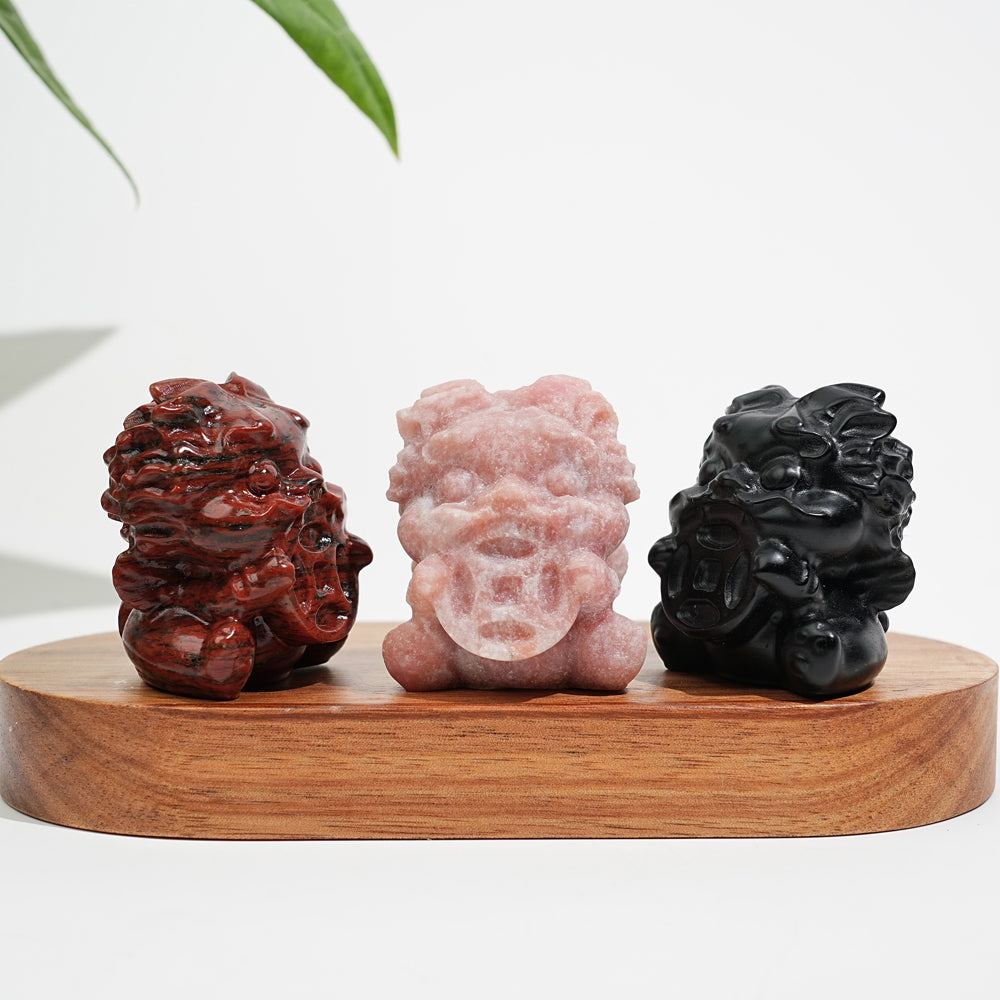 Natural Crystal Fortune Lion Dance Carving