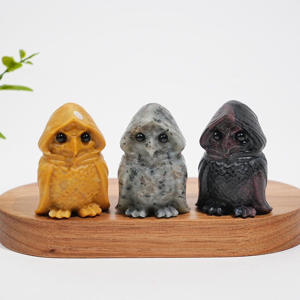 A Slightly Imperfect Natural Crystal Cute Hooded Owl