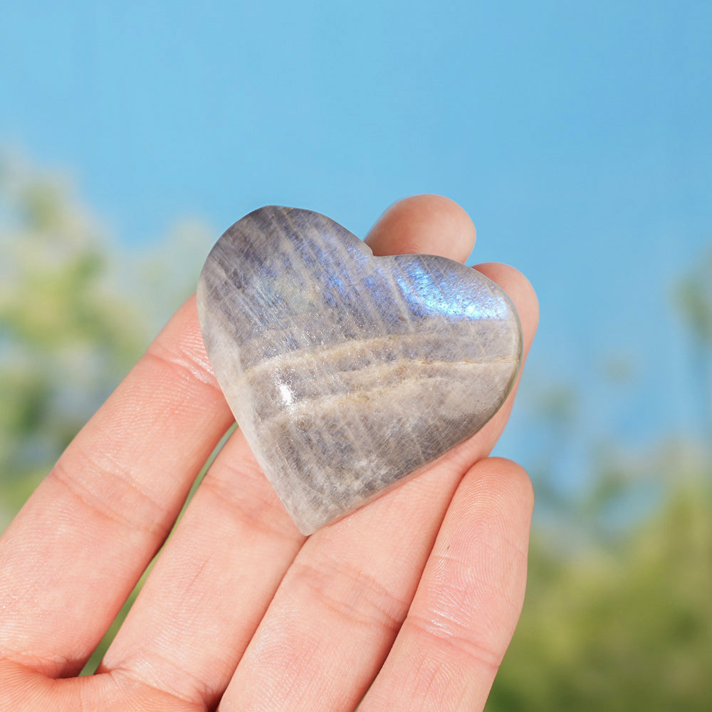 Natural Moonstone Heart Palm