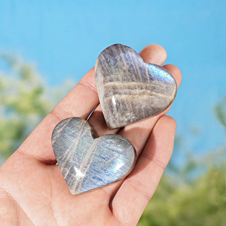 Natural Moonstone Heart Palm
