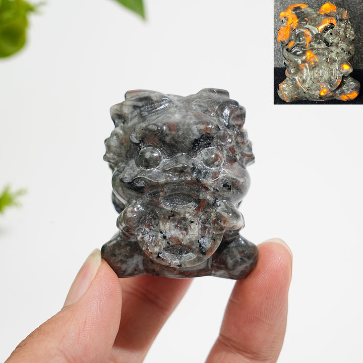 Natural Crystal Fortune Lion Dance Carving