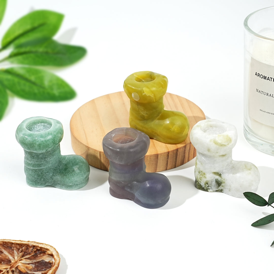 Natural Crystal Carving Christmas Boot