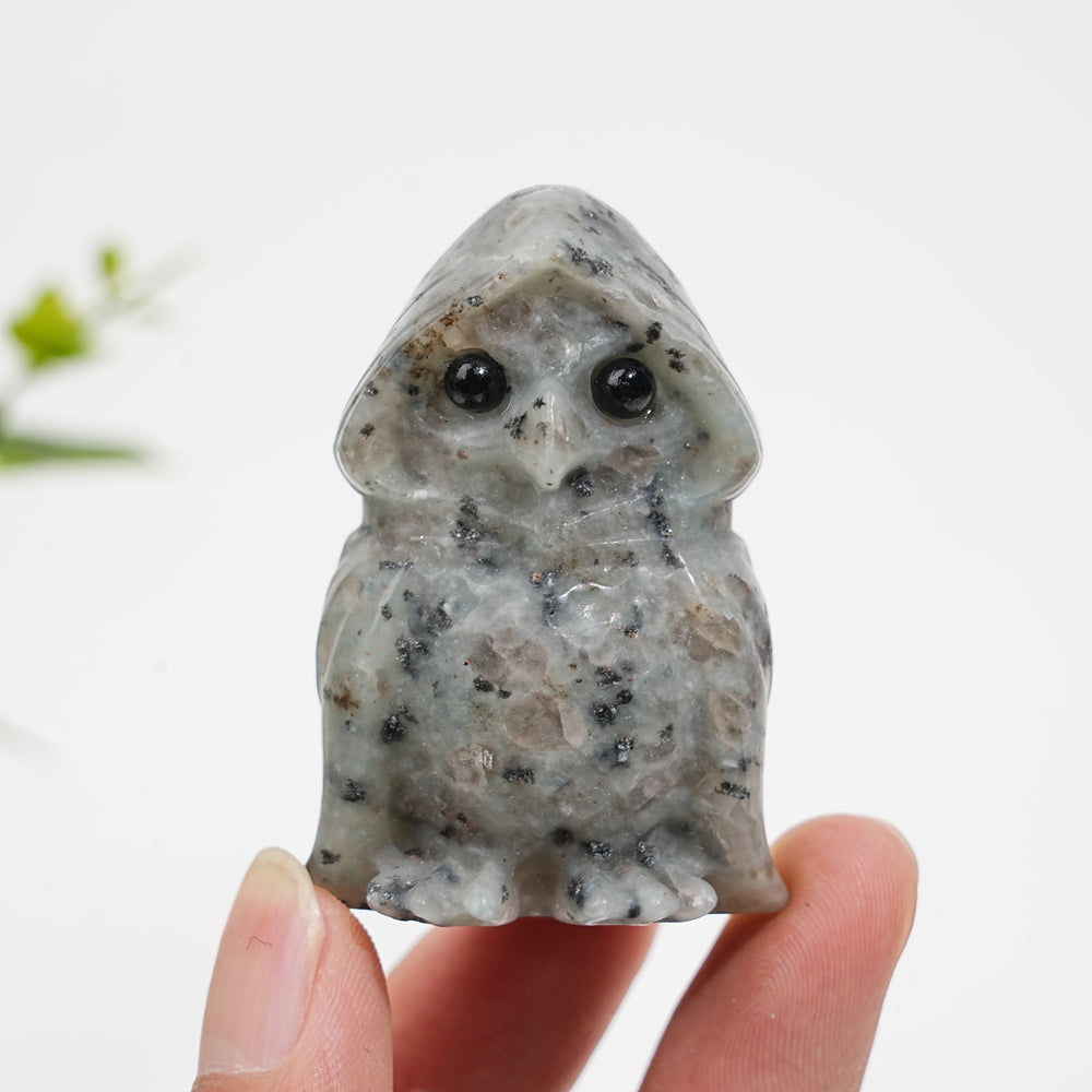 A Slightly Imperfect Natural Crystal Cute Hooded Owl