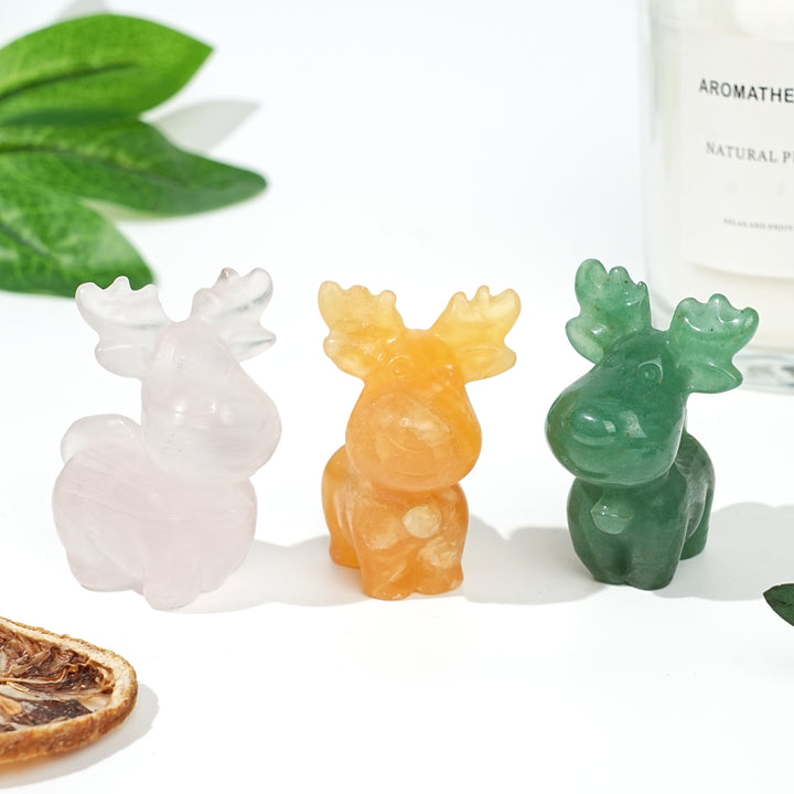Natural Crystal Carving Christmas Deer