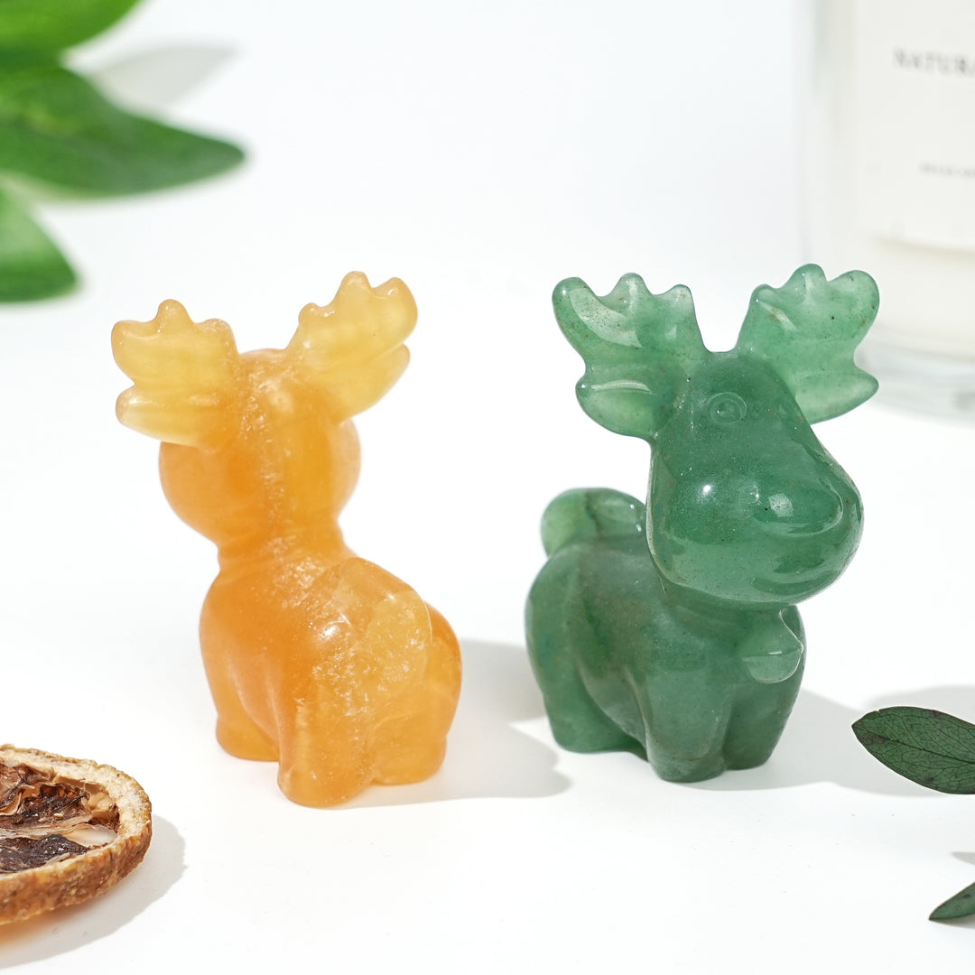 Natural Crystal Carving Christmas Deer