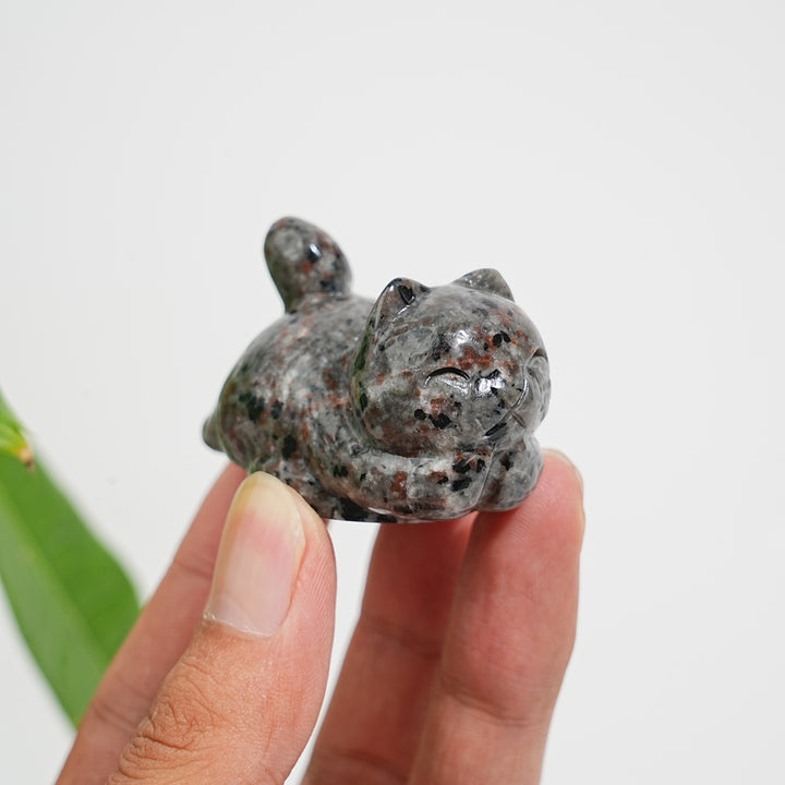 Natural Crystal Carving Chubby Coin Cat