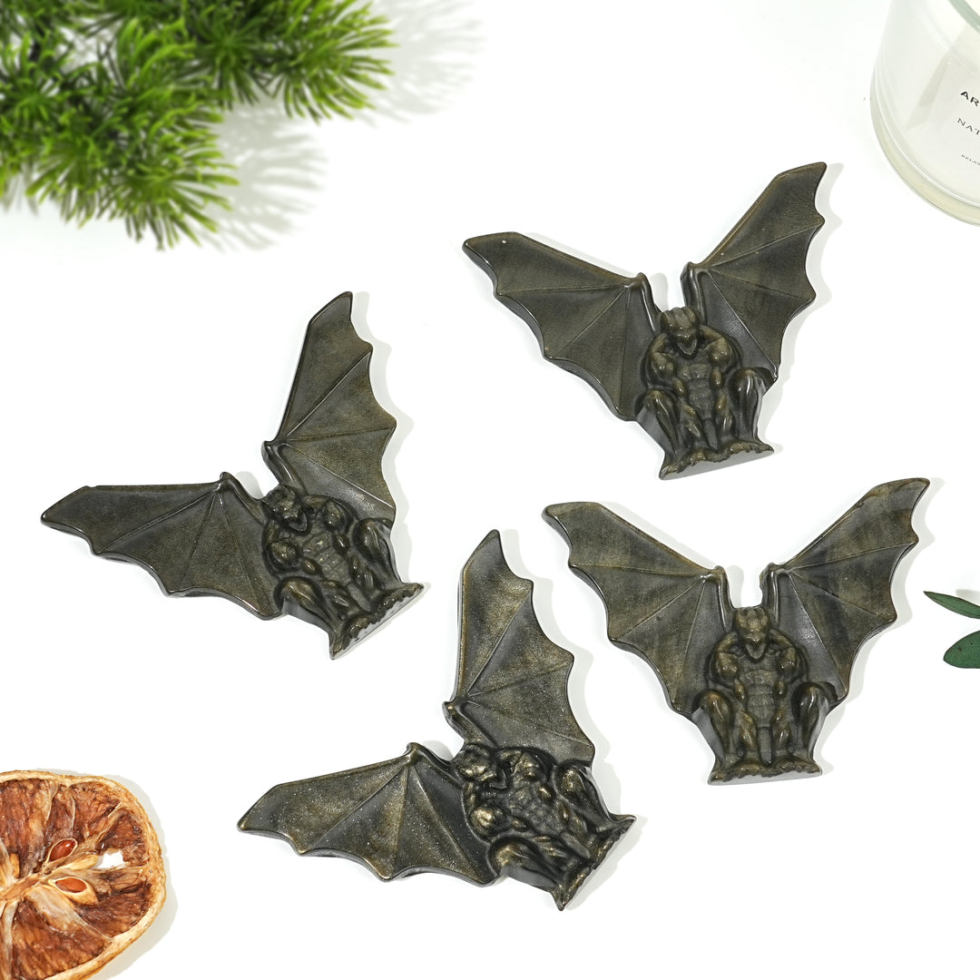 Natural Carving Golden Obsidian Gargoyle